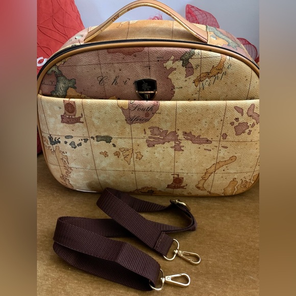 💼🧳FEMOOBORO TRAVEL BAG, LEATHER, MAP PRINT💼IITALY🧳#FEMO - Picture 10 of 17